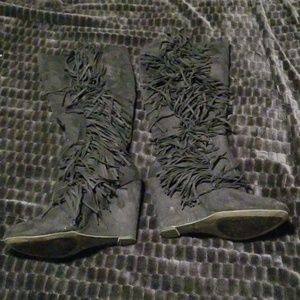 Charlotte Russe Black Fringe Boots